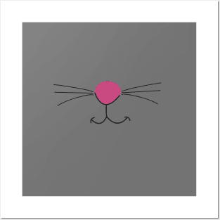 Cute cat face nose and whiskers symbol Posters and Art